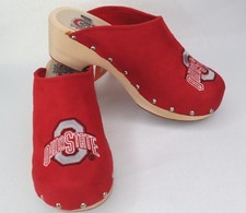 Women's Shoes Ohio State University Red Suede Clogs College Apparel Size 11
