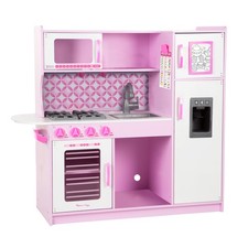 Melissa and Doug Pink Wooden Play Kitchen Kids Cooking Playset with Ice Maker