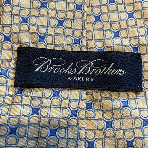 Brooks Brothers Men’s Silk Tie Yellow Blue Geometric Pattern Preppy 3.75x59 - Picture 4 of 4