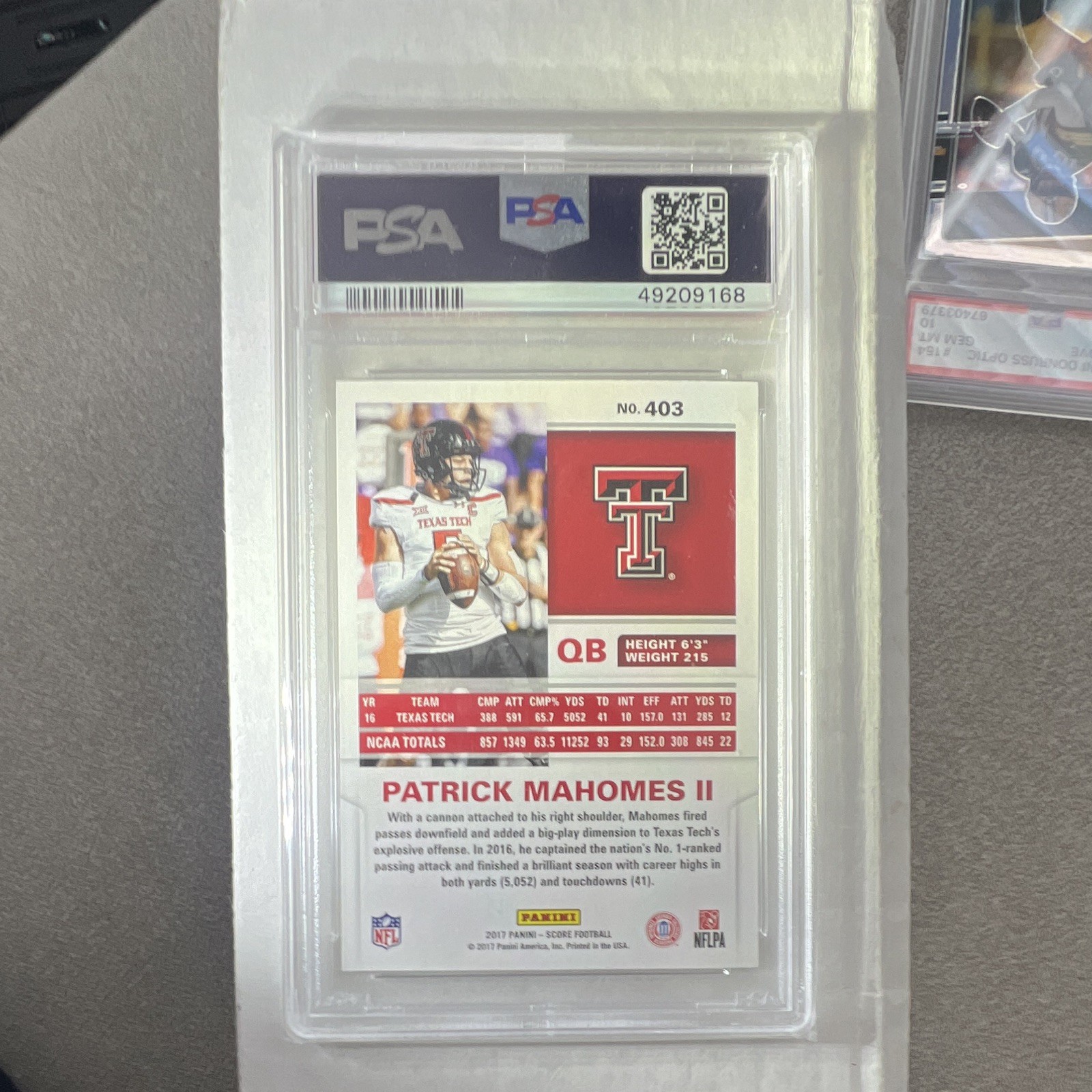 2017 Score Patrick Mahomes II #403-PSA 9 view 2
