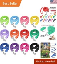 12 Pcs Nylon Puppy Training Leash Bulk 5ft Dog Leash for House Line 12 Colors...