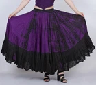 Women's 25 yard Violet Tie Dye Long maxi skirt 100% Cotton 4 tier Bombazo Skirt