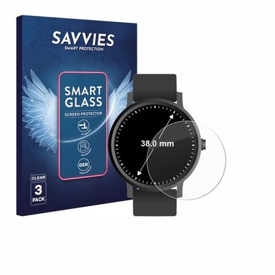 3x Savvies Schutzglas für Armbanduhren (Kreisrund, ø: 38 mm) Panzer Folie Glas k