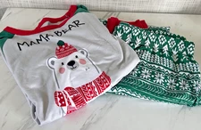 Women's Mama Bear Christmas Pajama Set Polar Bear Sz LT Large Tall Red Green BxQ