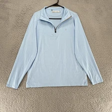Criquet Pullover Mens Large Light Blue Quarter Zip Golf Feather Performance