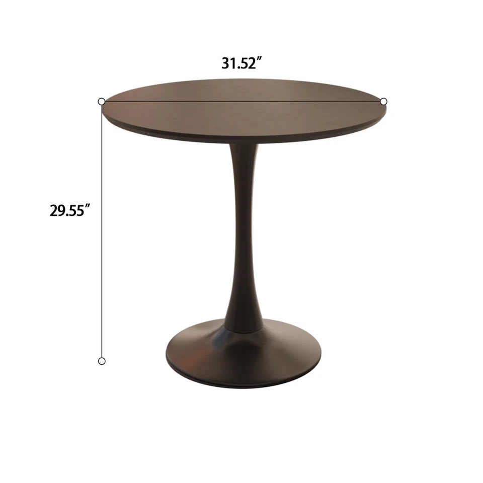 MDF Round Dining Table Tulip Dining Table 2 Artificial Leather Decorative Chairs - Image 2 of 4
