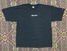 Vintage Y2K Microsoft T-Shirt Tech Promo Logo Computer Black Size XL
