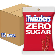 Zero Sugar Twists Strawberry Flavored Licorice Style, Chewy Candy Bags, 5 oz (12