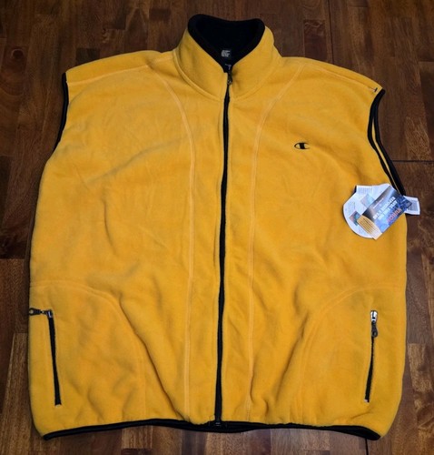 Champion Fleece Vest Full Zip Vintage Rare Yellow Mens Size 2XL NWT