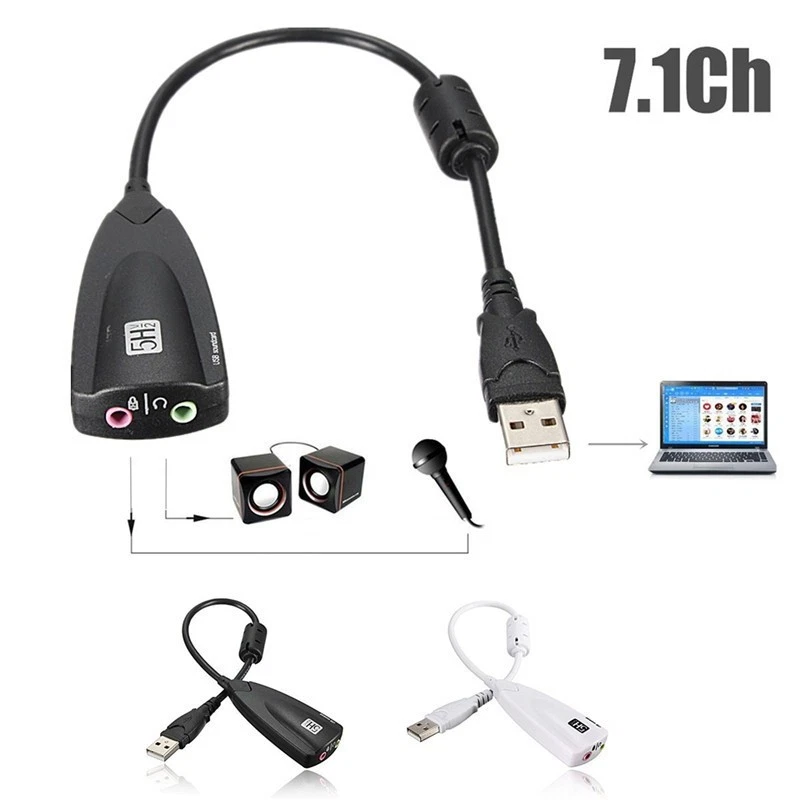 New USB Sound Card Adapter 3.5mm Virtual7.1 Ultra Portable External Audio Card - Image 3 of 4