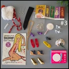 🤩#3 LOT Barbie Friends Shoes Scale Jewelry Accessories Japan Vtg 1960s+🎁