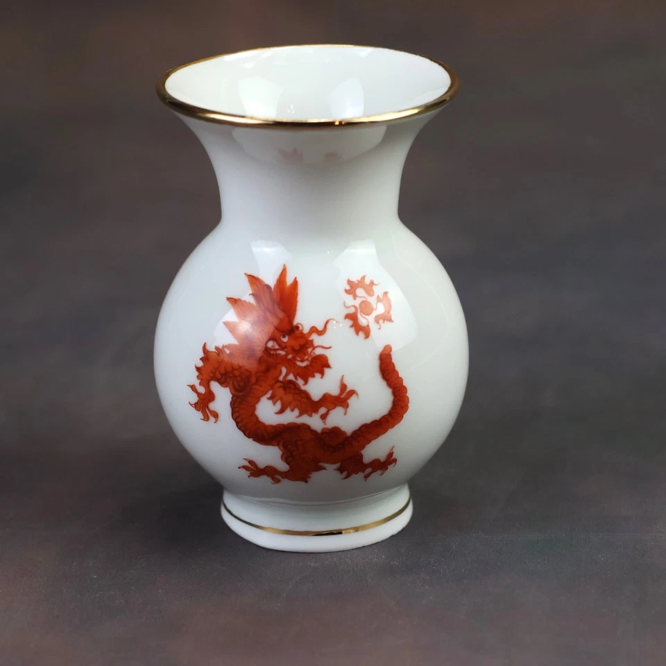 Vase mit Drachen Motiv ,Goldrand ,Ilmenau, von Henneberg, Meißener Handmalerei - Bild 2 von 4