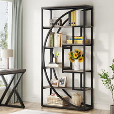 Bookshelf, Industrial 5-Tier Etagere Bookcase, 70.8 Inch Tall Bookshelf with 8 O