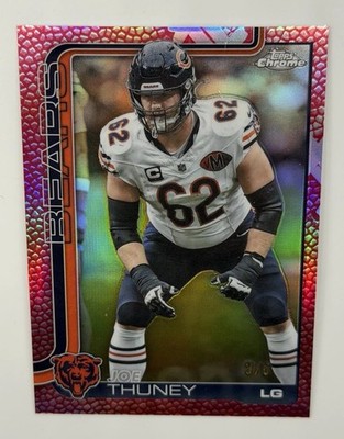 2025 TOPPS CHROME JOE THUNEY RED LEATHER REFRACTOR /5 CHICAGO BEARS SP