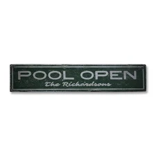 Pool Open, Custom Pool, Pool, Pool - Rustic Distressed Wood Sign