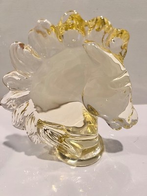 Vannes Le Chatel style Crystal Art Glass Horse Head 5'' Figurine yellow 