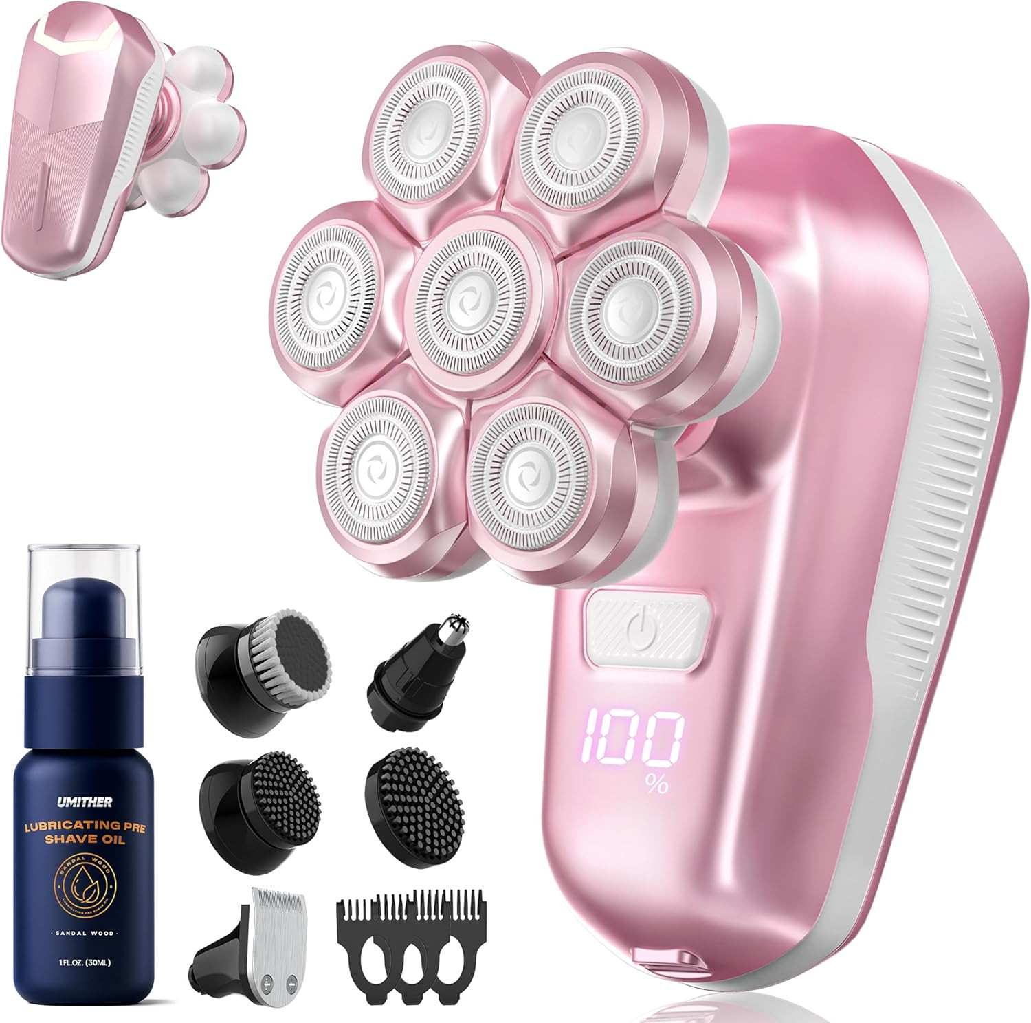 Electric Shaver Razor Cordless Waterproof 7D Magnetic Shaver Heads Wet &Dry 8