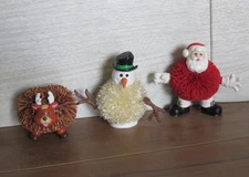 VTG 1997 Lot 3 Oddzon Koosh Ball Christmas Santa Claus Snowman Reindeer READ