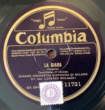 Lorenzo Molajoli, Milan Sym Or – 78 rpm Columbia 11721: CASELLA La Giara