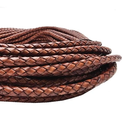 ESNADO Lederschnur rund Geflochten, Bolo | 6 mm | (ab 4,45 €/m) | Schlamm