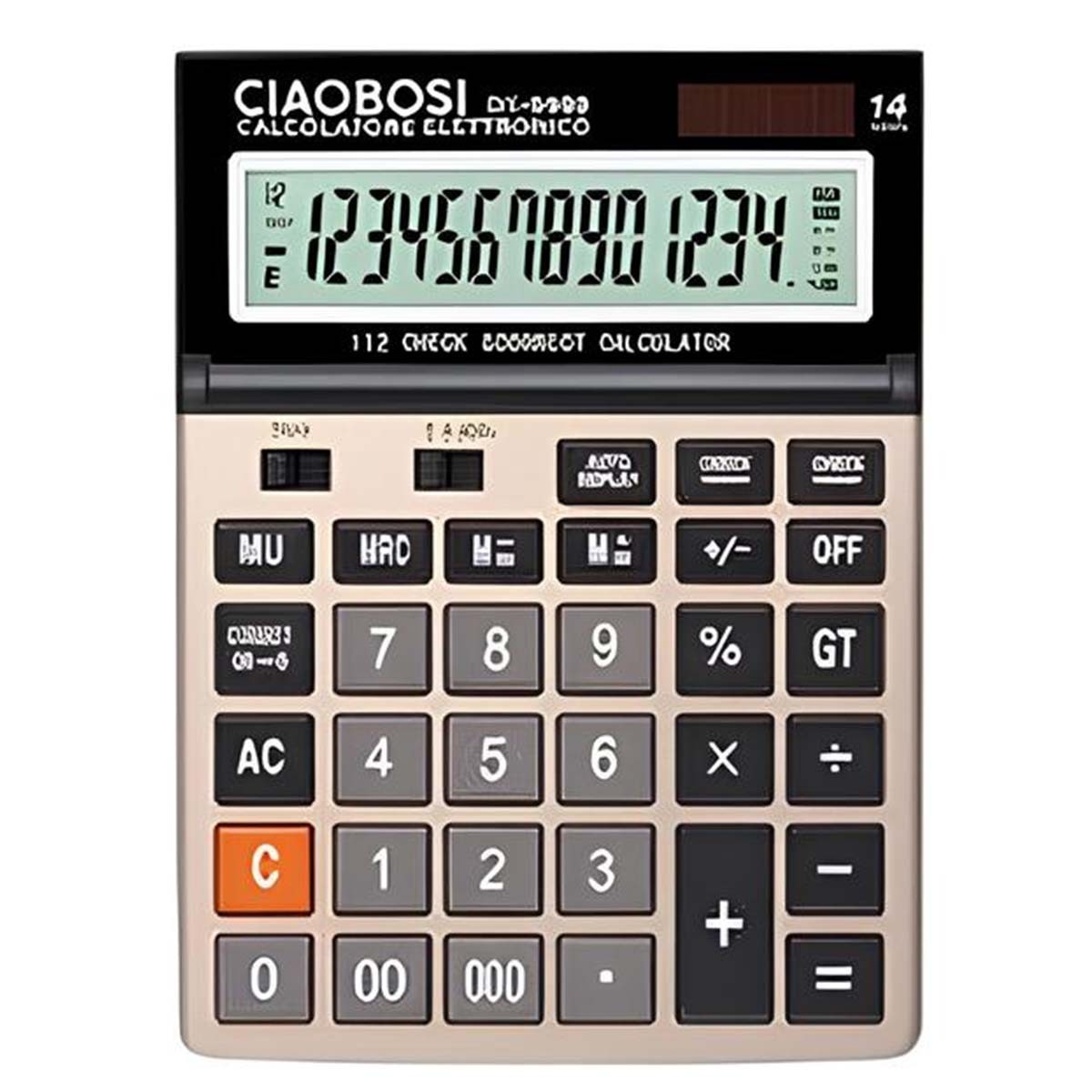 Calculatrice 14 chiffres ergonomique à touches silencieuses et grand écran
