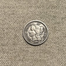 1873 Closed 3 Three Cent Nickel Very Fine VF Coin PJ