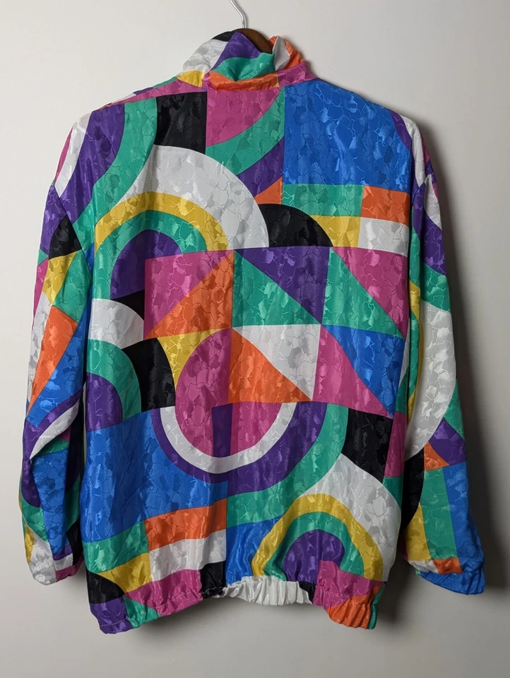 Chaqueta cortavientos retro unisex vintage años 80 geométrica bloques de color talla M Foto 2 de 4