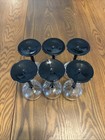 Red Wine/Hock,Black Stem Glasses Set of 6 Vintage France — photo 3