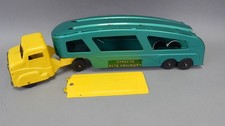 NICE Vintage 1960s Structo Auto HaulAway Car Transporter Trailer yellow green