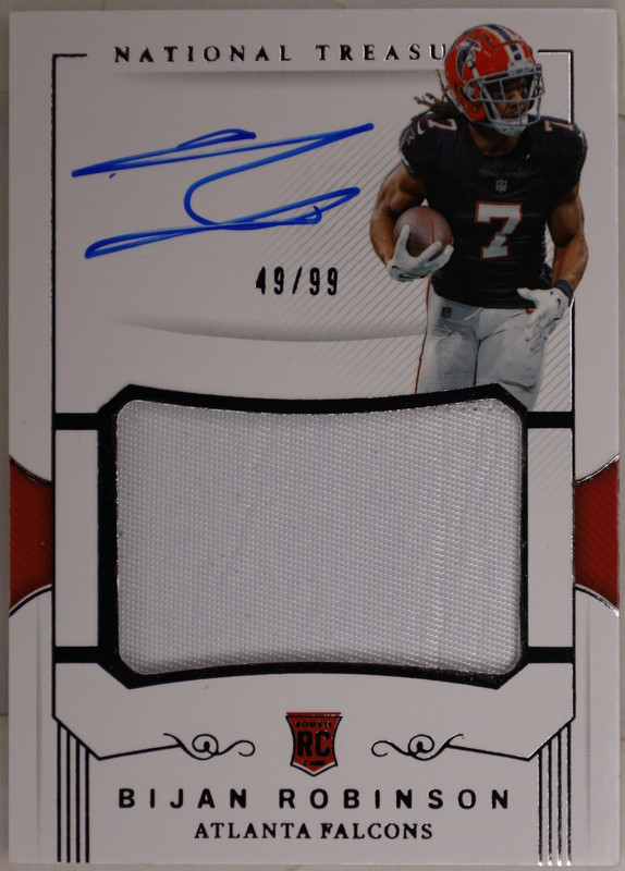 2023 Panini National Treasures Bijan Robinson RPA Auto Patch /99 Falcons SSP RC