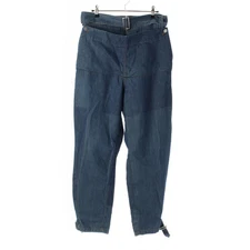 J.W.Anderson. Cotton Belted High Rise Fold Hem Belt Denim Pants Jeans Bottoms