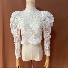 Wedding Puffy Sleeve Topper Jacket for Bride Lace Long Sleeves Top Accessories