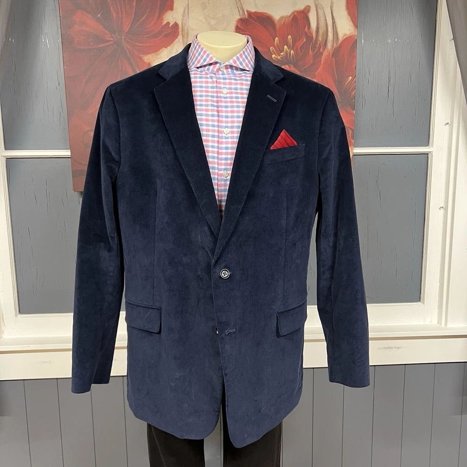 Chaqueta Blazer Stafford Pana Abrigo Deportivo Para Hombre 52L Largo Algodón Elastizado Azul Marino Foto 2 de 4