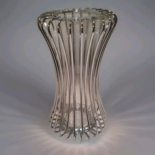 Wire Cage Art Glass Vase Cylinder Insert Giovanni Pellone Centerpiece MCM