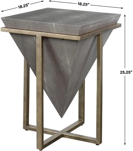 Stylish  Bertrand Gray Faux Shagreen Accent Table - 18.25" Wide - Picture 3 of 5