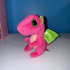 Ty Beanie Baby Darla the Dragon Pink Green Glitter Plush 6” EUC