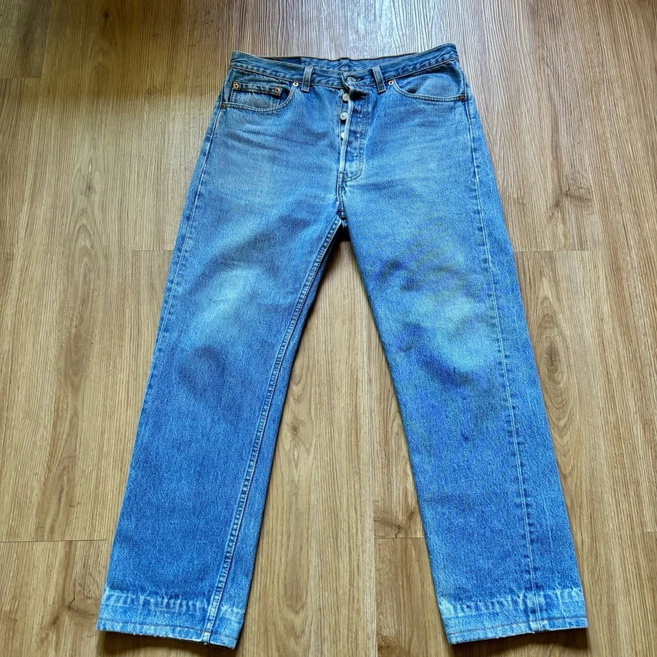 Jeans Levis 501 Vintage Para Hombre 32x28 Azul Pierna Recta Hechos EE. UU. Años 90 Denim Foto 2 de 4