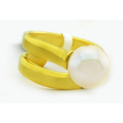 Original Perle & Weiß Saphir Ring 0,925 Silber (Gelbton)