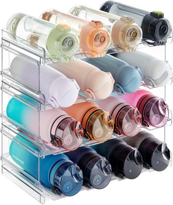 Lifewit Stackable Water Bottle Organizer for Cabinet, 16-bottle, D 16-bottle 