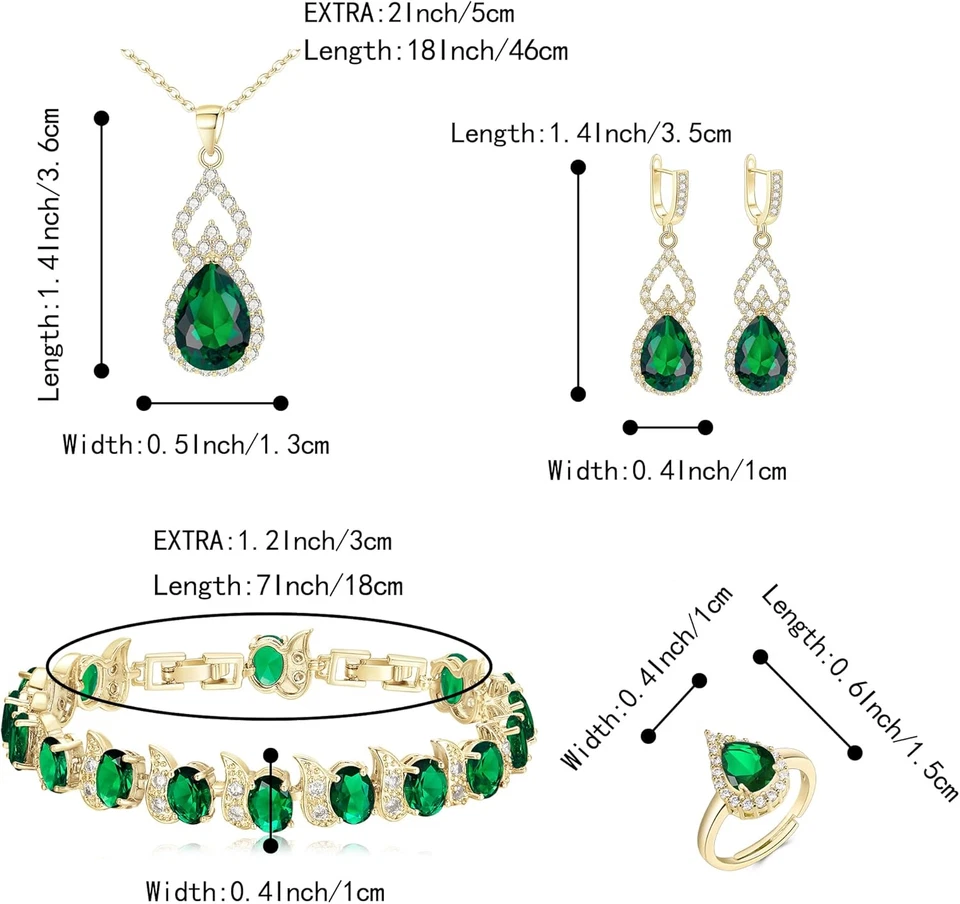 Set Di Gioielli per Donne Argento Placcato Goccia Zirconia Cubica Collana Aperta - Immagine 4 di 4