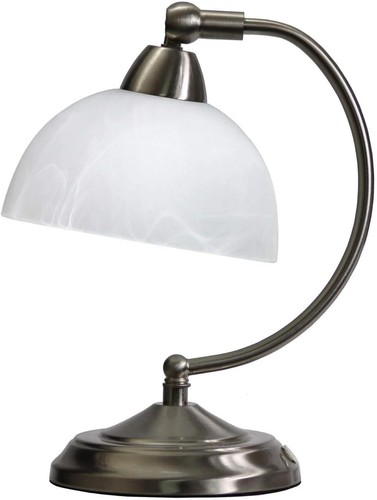Stylish Mini Banker's Lamp with Touch Dimmer & Marble Glass Shade - 6.2" D - Picture 3 of 6