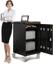 35 Device Mobile Charging Cart Cabinet Storage Cart for Chromebook Tablet Laptop
