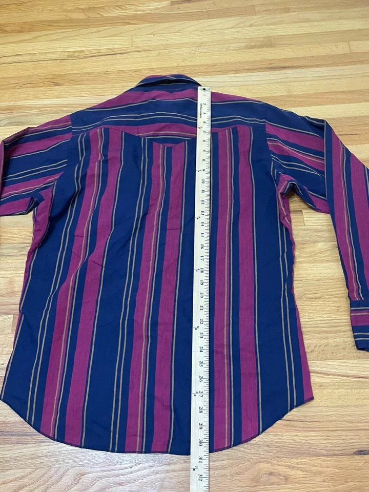 Camisa de Colección Rustler Western Abotonada Para Hombre (16-34/35) Colas X Púrpura Rayas Foto 3 de 4