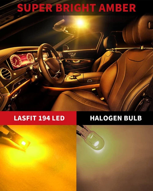 T10 194 168 LED Front Sidemarker Lights Bulbs Lamps for Chevrolet Corvette Amber — 第 3/4 张图片