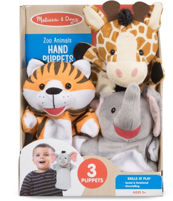 Set of 3 Melissa & Doug Plush Hand Puppet Sets Zoo Animals Storytelling Play for sale online eBay