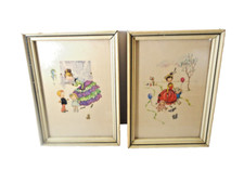 2 Vintage Framed Art Prints Donald Art Co. NY Mother Children Nursery Decor