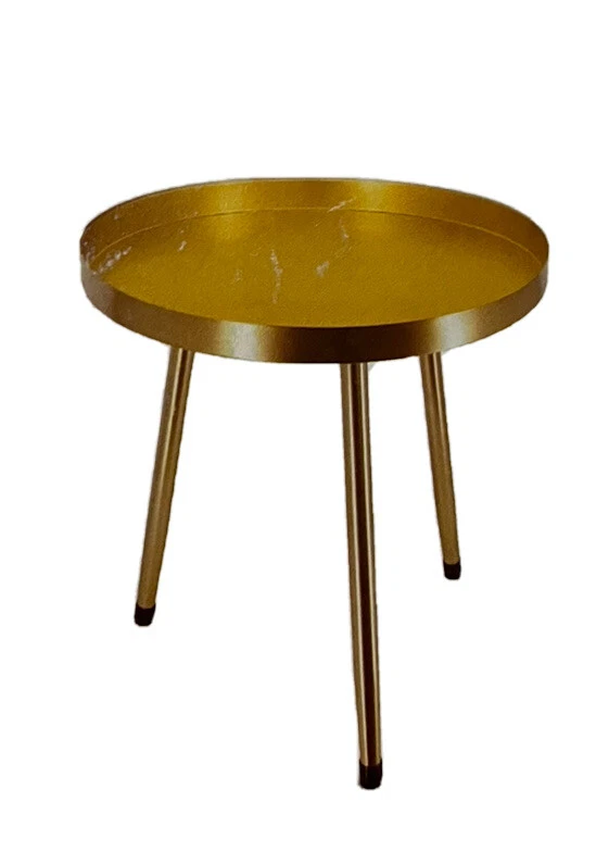 Side table. Gold With Red  Top. Metallic - Image 3 of 3