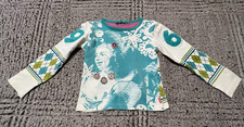 LEER GUC Faltan Etiquetas OILILY Niñas Oliva Teal Print Camisa Top Ver fotos