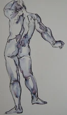 Pen & ink drawing after John James Masquerier of a standing male nude