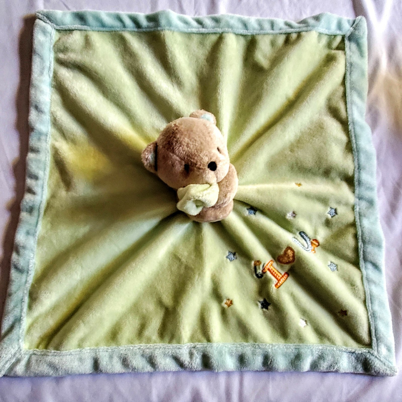 green teddy bear blanket